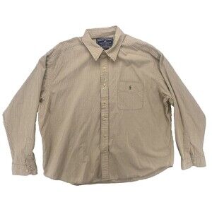 VTG Ralph Lauren Sportsman Gingham Plaid Button Down Shirt 2XL Tan